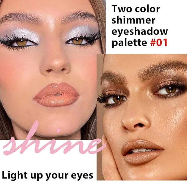 Double color eye shadow, Eyeshadows Creamy, high pigment eye makeup palette, matte shimmer metal eye shadow powder, Blenda...