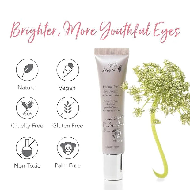 100% PURE Retinol Eye PM Cream, Anti-Aging Eye Cream for Wrinkles, Pure Retinol Cream, Wrinkle Cream Promotes Collagen (0....