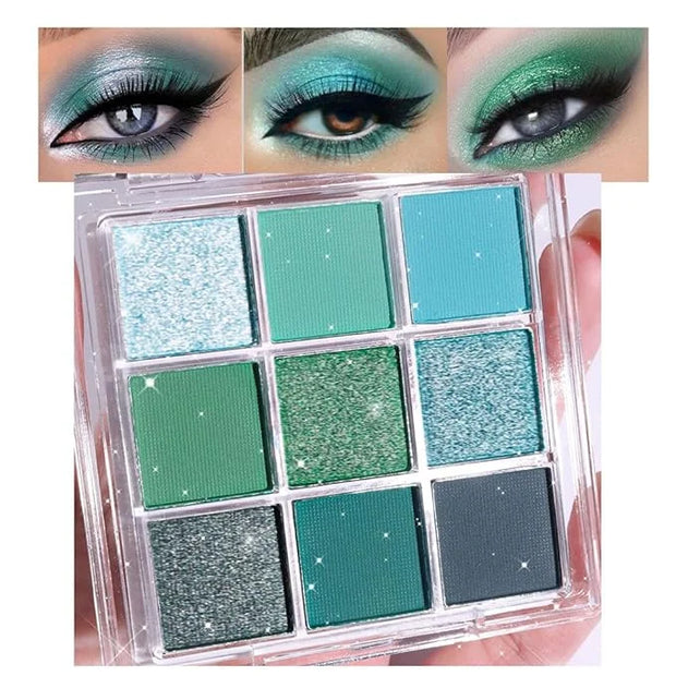 9Colors Green Avocado Color Colorful Bright Eyeshadow Palette Makeup,Highly Pigmented Matte Sparkle Eye Shadow Palette Lon...