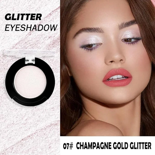 Monochrome Glitter Eyeshadow Makeup Palette,Highly Pigmented Champagne Gold Eyeshadow Palette,Shimmer Pressed Powder shado...