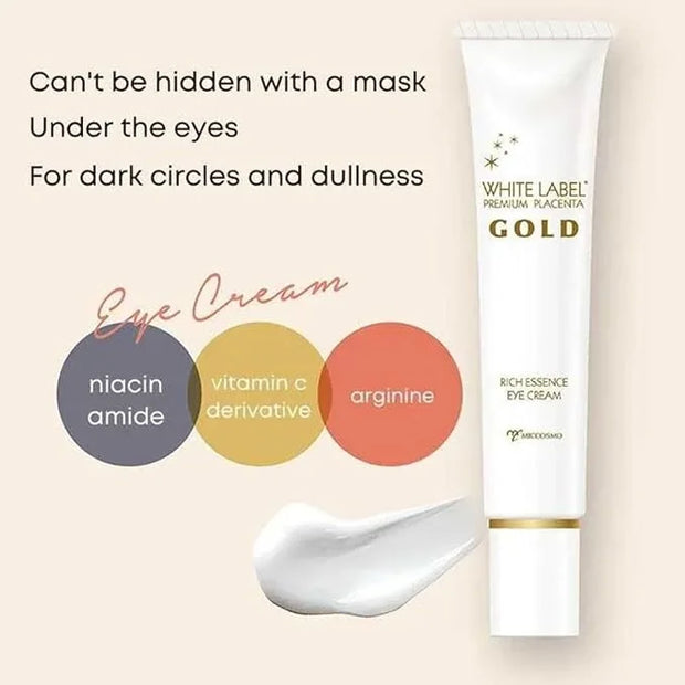 White Label Premium Placenta Gold Eye Cream 25g – Rich Moisturizing Cream With Placenta, Arginine and Light-Diffusing Ingr...