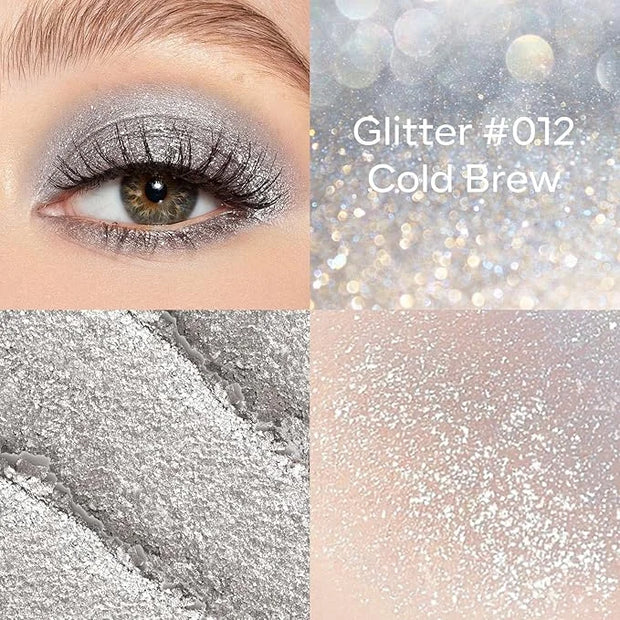 KYDA Single Glitter Eyeshadow, Metallic Silver Eyeshadow, Ultra-fine Lightweight Powder, Sparkling Blendable Formula, Dail...