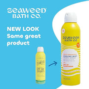 Seaweed Bath Co. Cooling Mist SPF 60 Sport Broad Spectrum Hybrid Sunscreen Spray, 6 Ounce, Sustainably Harvested Seaweed, ...