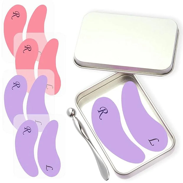 4 Pairs Reusable Under Eye Wrinkle Patches Silicone Mask, Plump Fine Lines & Wrinkles, with Metal Eye Cream Applicator, Ti...