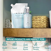 1 Liter Conditioner Refill Bag For Soap Dispensers | Bulk Toiletries for Vacation Rentals, and Home Bathroom Showers | Whi...