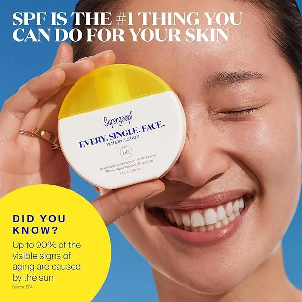 Supergoop! Every. Single. Face. Watery Lotion - 1.7 fl oz - Broad Spectrum SPF 50 PA++++ Sunscreen Lotion - Water & Sweat ...