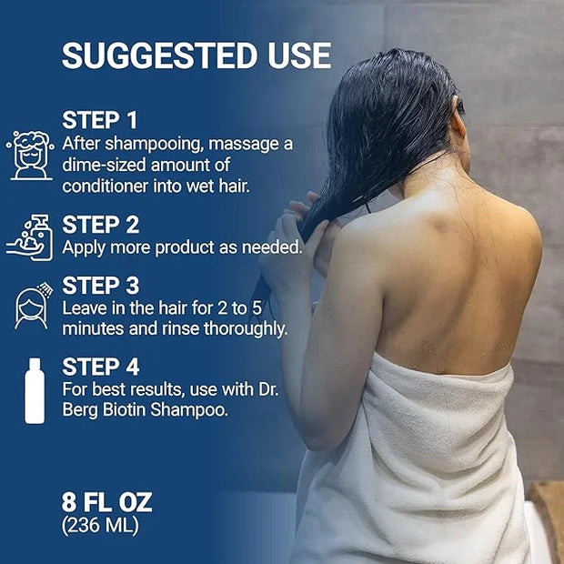 Dr. Berg Biotin Conditioner for Men & Women (Improved High-Performance Formula) - Independently Tested & Certified Paraben...