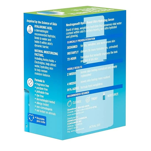 Neutrogena Hydro Boost Ultra Hydrating Serum with Hyaluronic Acid, Fragrance-Free Face Serum for Weightless Hydration and ...