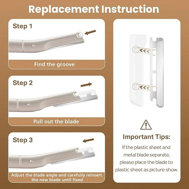 Eyebrow Razor Dermaplaning Tool with 10 Blade Refills Exfoliating Face Razors for Women Facial Razor for Peach Fuzz and Ey...