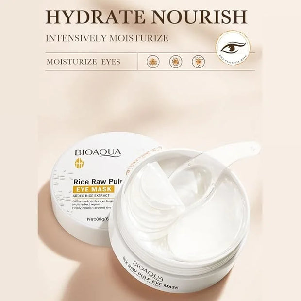 BIOAQUA Rice Raw Pump Eye Mask Dark Circles Eye Bags Nourish Repair 80g 60pcs/30pairs - Product Image