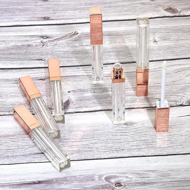 Mini Skater 6pcs 5ML Clear Empty Lip Gloss Tubes With Wand Reusable Refillable Travel Dispenser Bottle Vial With Rubber St...