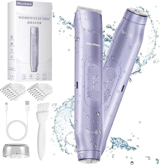 2 in 1 Women Electric Shaver Dual Head Bikini Trimmer for Women IPX7 Waterproof Wet & Dry Use Body Hair Trimmer and Facial...
