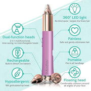 2-in-1 Portable Rechargeable Painless Eyebrow Trimmer & Facial Hair Remover, removes eyebrow, face, lips and body hair for...