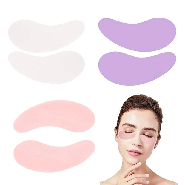 3 Pairs Silicone Reusable Eye Patches Eye Wrinkle Patches Under Eye Patches Mask for Plump Fine Lines & Wrinkles (Pink+Whi...