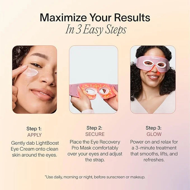 Solawave Eye Recovery Pro Kit | Red Light Therapy Eye Mask + LightBoost Eye Cream | Reduce Fine Lines & Wrinkles, Under Ey...