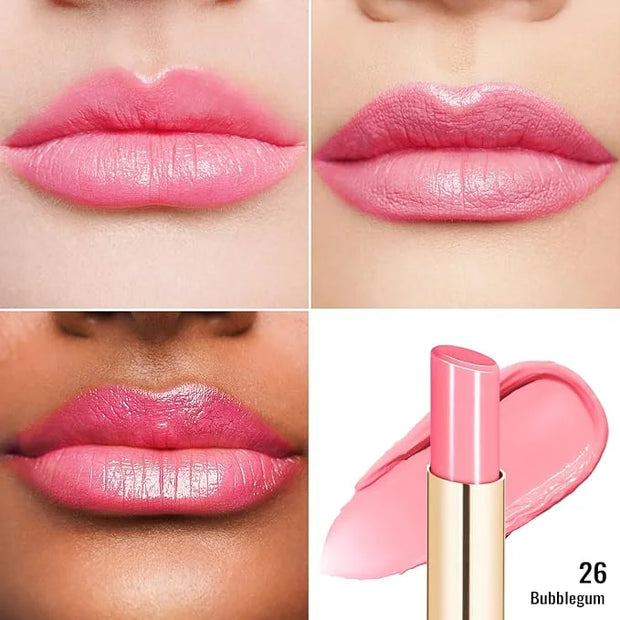Oulac Shine Pink Lipstick for Women, 2 in 1 Glossy Light Pink Tinted Lip Balm, Hydrating Lipstick for Dry Lips, Moisture S...