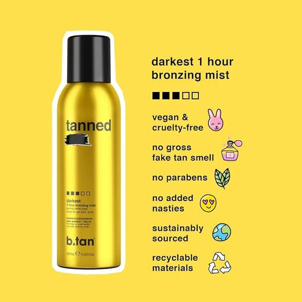 b.tan Self Tanner Bronzing Mist | Fast, 1 Hour Express Sunless Tanning Spray, No Fake Tan Smell, Dark Bronzing Glow, Face ...