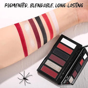 Red Eyeshadow Palette with Mirror Sliver Red Black Tones Matte Shimmer 6 Colors Mini Eye Shadow Pallet Travel Size Highly ...