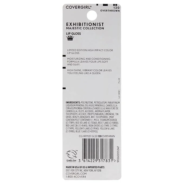 COVERGIRL Exhibitionist Majestic Collection Lip Gloss - 120 Overthrown for Women - 0.12 oz Lip Gloss - Product Image