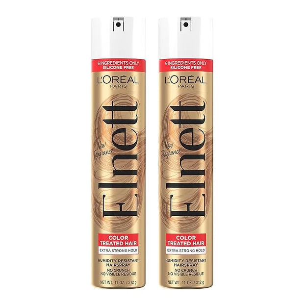 L'Oreal Paris Hair Care Elnett Satin Extra Strong Hold Hairspray For Color Treated Hair, Long Lasting Plus Humidity Resist...