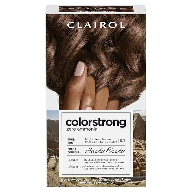 Clairol ColorStrong Permanent Zero Ammonia Hair Dye, 6.1 Light Ash Brown - Machu Picchu Hair Color, Pack of 1 - Product Image