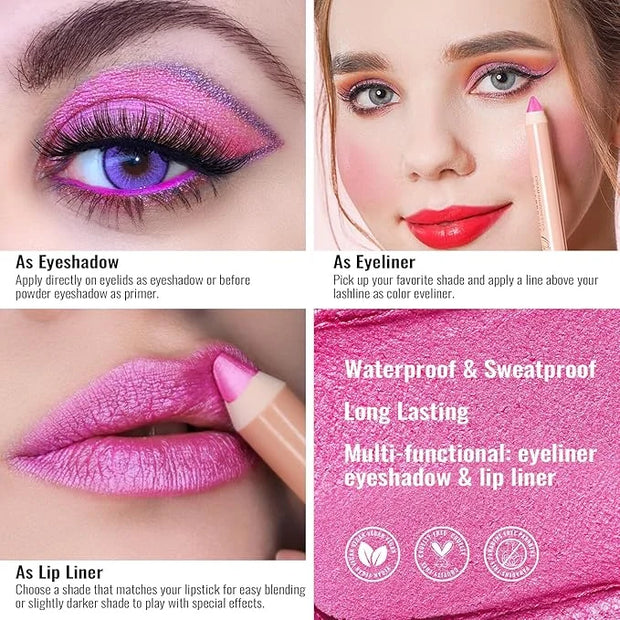 Oulac 3PCS Pink Lipstick Set | Metallic Lipstick, Moisturizing Lipstick, Lip Liner Stick | Smooth & Vegan | Ideal for Make...