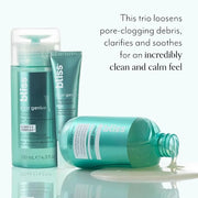 Bliss Clear Genius Trio: Clarifying Toner + Serum, Cleanser and Spot Treatment - Pore Purifying, Removed Excess Dirt & Oil...