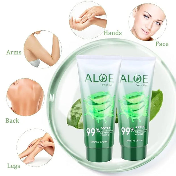 200x2 ML Aloe Vera Gel – 99% Organic Pure Aloe Vera Hydrating Face & Body Moisturizer, Natural Aloe Cream for Dry Skin, Su...