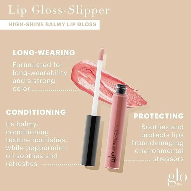 Glo Skin Beauty Lip Gloss in Slipper - Sheer Shimmery Soft Warm Pink - 20 Shades - Non-Sticky - Cruelty Free - Product Image