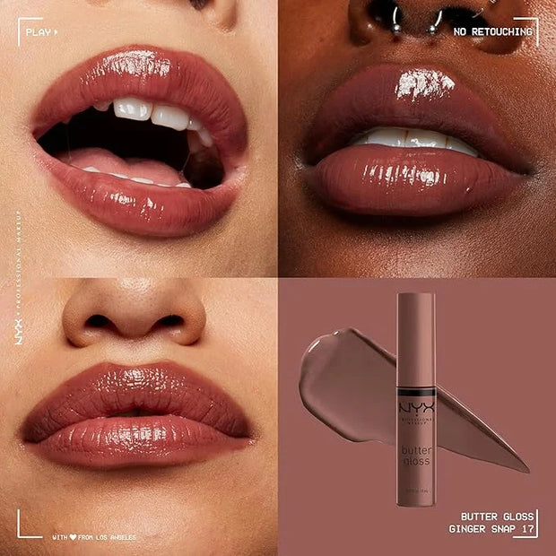 NYX PROFESSIONAL MAKEUP Butter Gloss, Non-Sticky Lip Gloss - Ginger Snap (Chocolate Brown) - Product Image