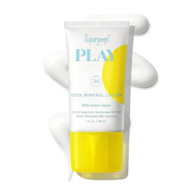 Supergoop! PLAY 100% Mineral Lotion - 1 fl oz - Broad Spectrum SPF 30 Sunscreen for Face & Body - Lightweight, Fast Absorb...