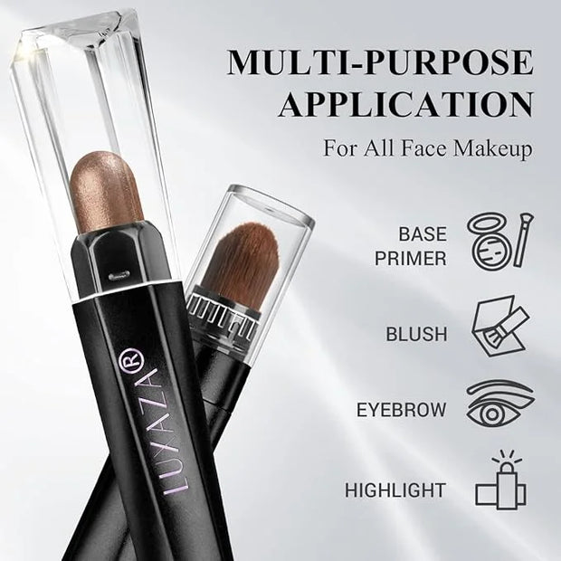 3Pcs Eyeshadow Stick Set, Matte And Shimmer Creamy Brown Gold Nude Shadow Pencil, Waterproof Long Lasting Smoky Eye Makeup...