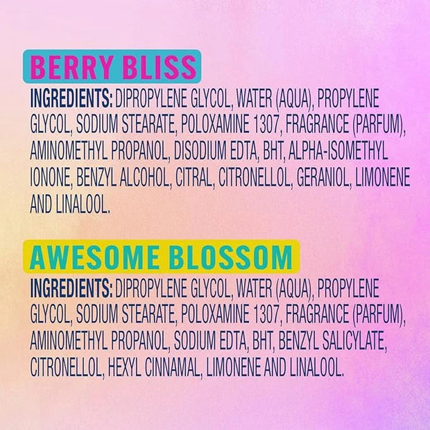 Suave Aluminum-Free Deodorant, Kids & Teen Girls – Fresh Vibes Berry Bliss & Awesome Blossom, 48H Protection, 1.2 Oz Ea - ...