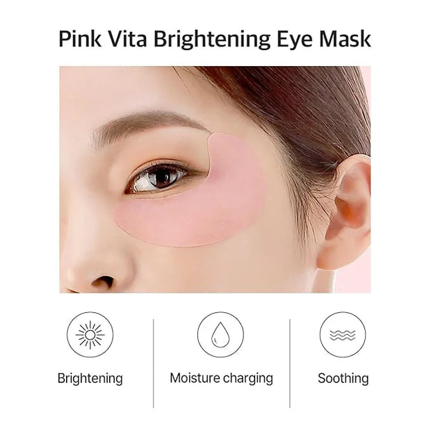 Pink Vita Brightening Eye Mask 60 Pieces (30pairs) - Rose and Vitamin B Eye Patch, Soft Bamboo Sheet Mask, Evens Skin Tone...