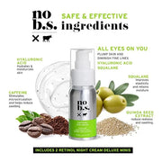 No B.S. (No Bad Stuff) Caffeine Eye Cream anti aging bundle with Two CoQ10 Deluxe Minis. Under Eye Cream for Dark Circles ...