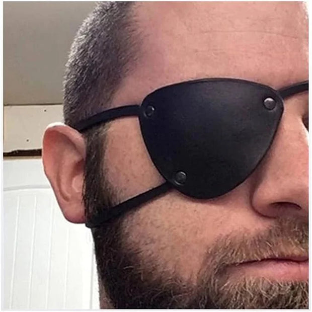 1 Pair Retro Single Eye Patch - Black Eye Patches - PU Leather Pirate Eye Patch Cover Adjustable Medieval Steampunk Blindf...