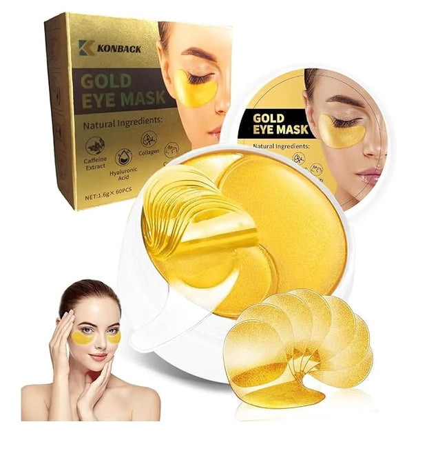 24K GOLD Eye Mask - 60 Pcs Collagen Under Eye Mask,Puffy Eyes and Dark Circles Treatments, Reduce Wrinkles and Fine Lines ...