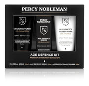 Age Defence Kit, a men's skincare set containing Charcoal Face Scrub (with Natural AHAs), ultra-hydrating Facial Serum (wi...