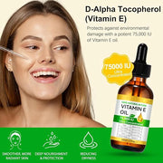 2PCS Natural Vitamin E Oil for Skin, 75,000 IU Ultra Concentrated Vitamin E Oil for Face, Hair and Scars, Moisturizing Dry...