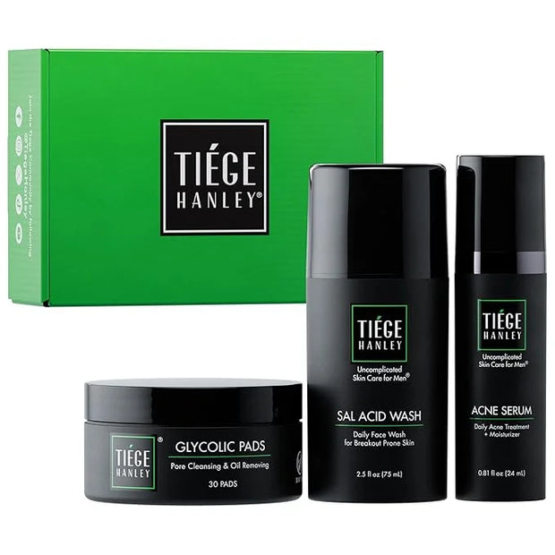 Tiege Hanley Men's Acne Treatment System (Level 1), TiegeClear Acne Essentials Routine for Smooth & Hydrated Skin - Includ...