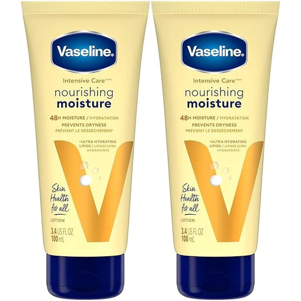 Vaseline Lotion, Intensive Care Nourishing Moisture 2-Pack – Moisturizer with Oat Extract + Ultra-Hydrating Lipids for Hea...