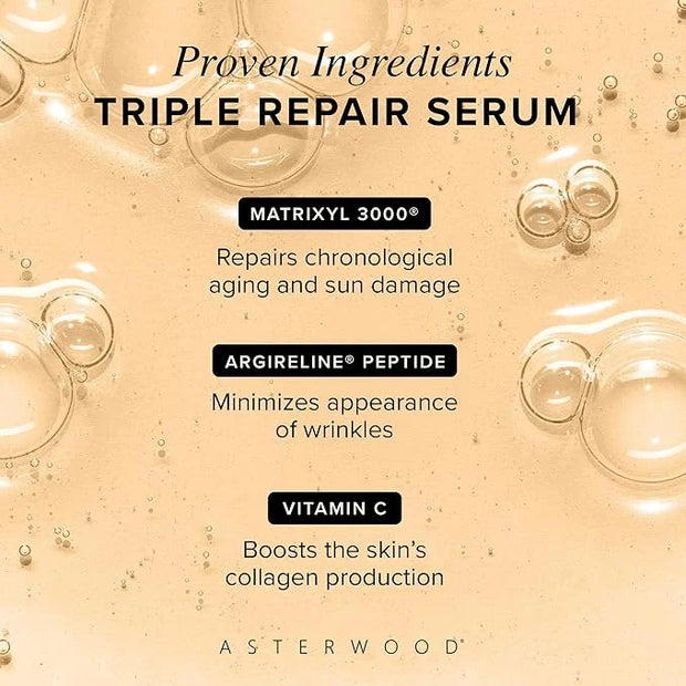 Asterwood Triple Repair Matrixyl 3000 + Argireline + Hyaluronic Acid + Vitamin C Serum for Face - Anti-Aging, Collagen Boo...
