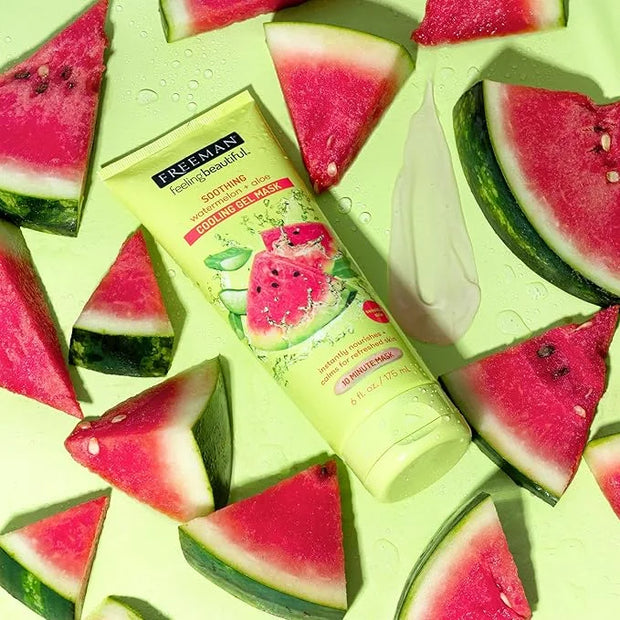 Freeman Soothing Watermelon & Aloe Gel Facial Mask, Hydrates, Nourishes, & Soothes Irritated Skin, Cooling, Calming Gel Fa...