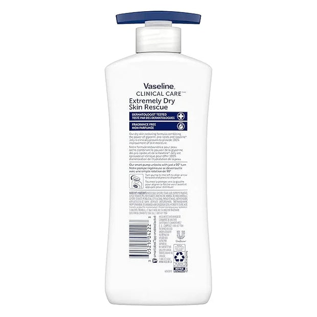 Vaseline Lotion for Dry Skin - Clinical Care, Extremely Dry Skin Rescue, Body Moisturizer, Fast-Absorbing Body Lotion for ...