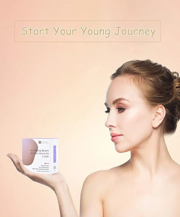 Anti Aging Serum with Hyaluronic Acid for Microneedling Serum BB Glow Starter Kit Serum Ampoules for Face 0.35 oz 4 Vials ...