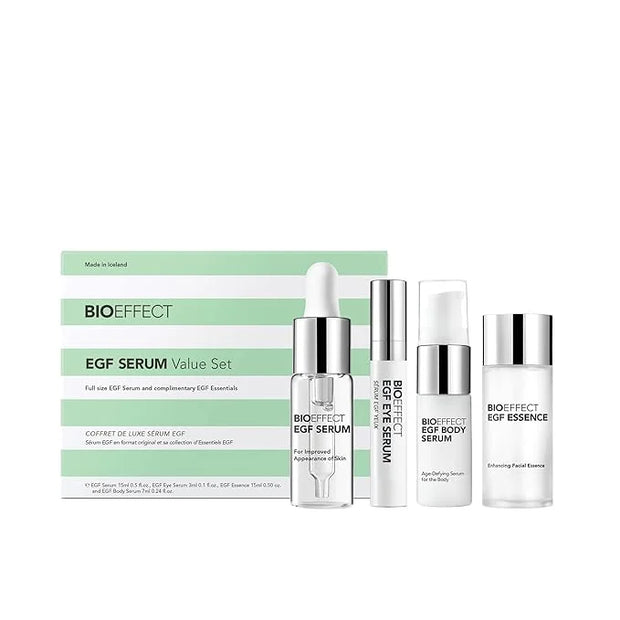 BIOEFFECT EGF Serum Value Skin Care Set, Gift Kit for Women & Men of Mini Facial Essence, Eye Treatment & Body Serum for A...