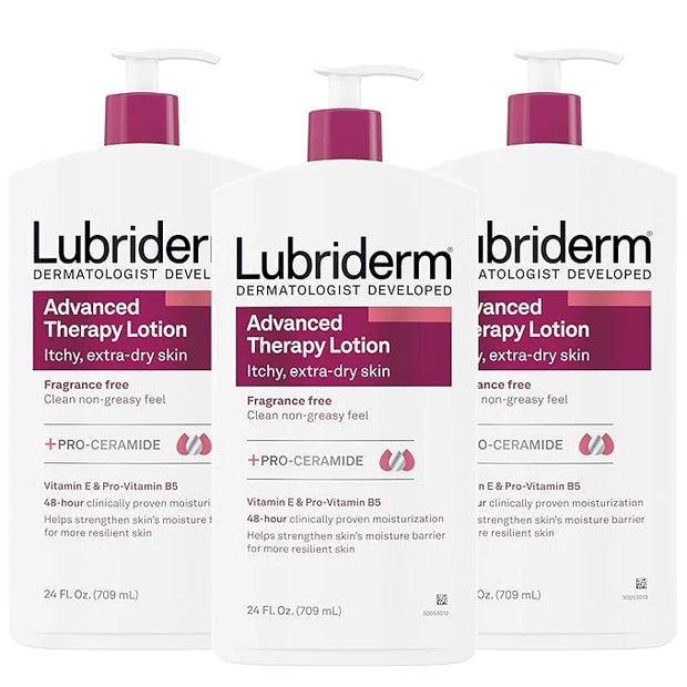 Lubriderm Advanced Therapy Fragrance-Free Moisturizing Lotion with Vitamins E and Pro-Vitamin B5, Intense Hydration for Ex...