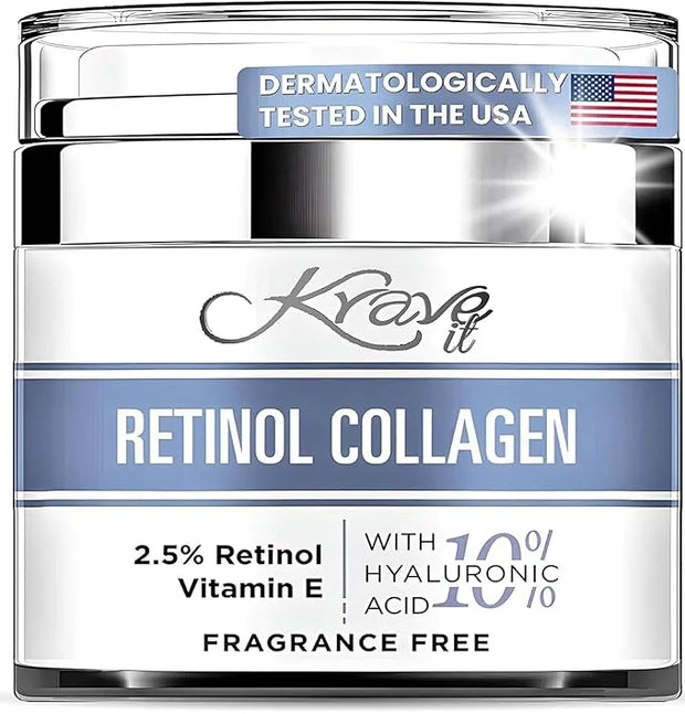 Retinol Cream for Face, Anti Aging Cream - Vitamin E, B5 & Hyaluronic Acid for Skin Care, Anti Wrinkle Face Cream with Col...