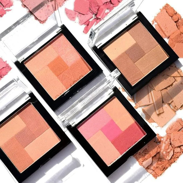 Palladio 2-In-1 Mosaic Blush and Bronzer, Silky Smooth Face Makeup Pressed Powder, Five Color Hues from Shimmering Pinks t...