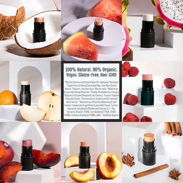 Organic Tint Tube, 100% Natural Vegan Gluten-Free Cream Highlighter Multi-Stick, Made in USA, Chardonnay - Product Image